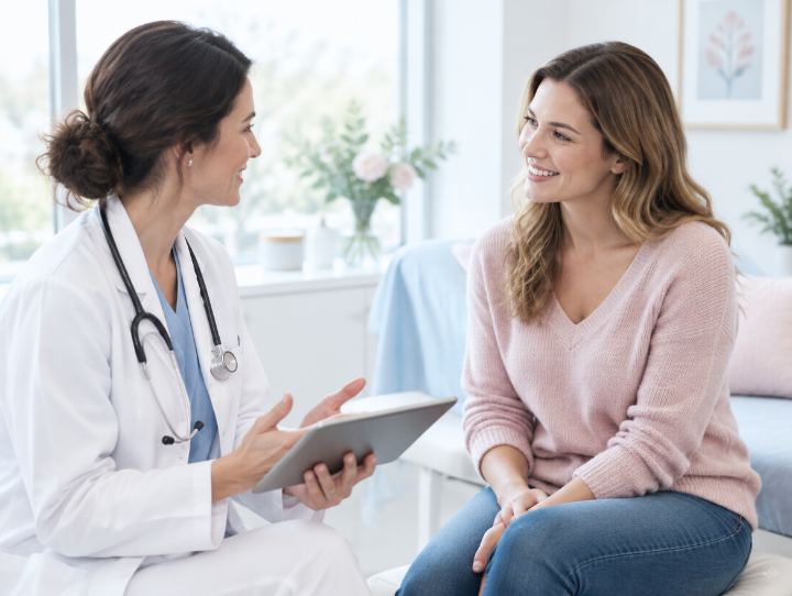 Doctor talking with a female patient
